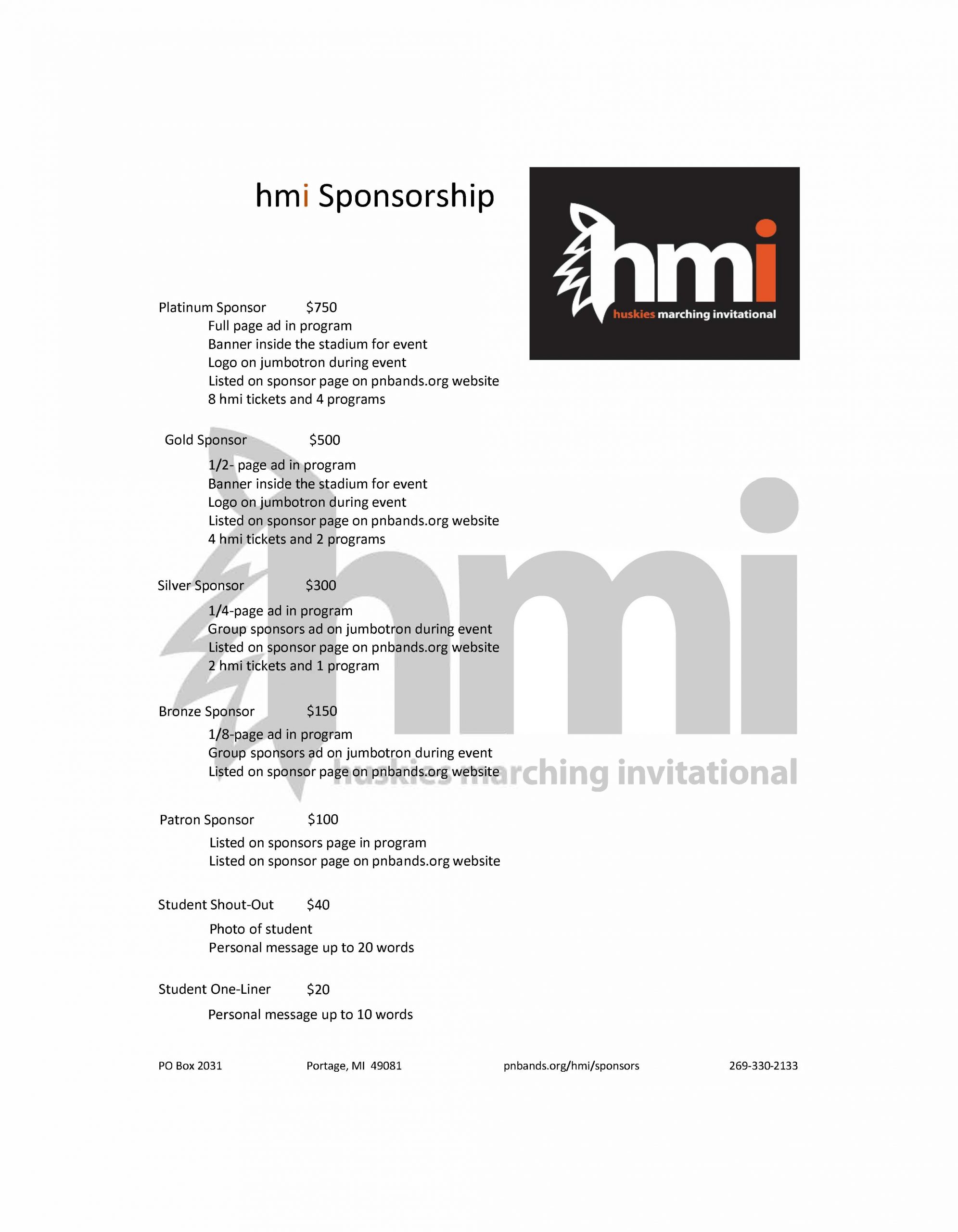 HMI Sponsor Levels